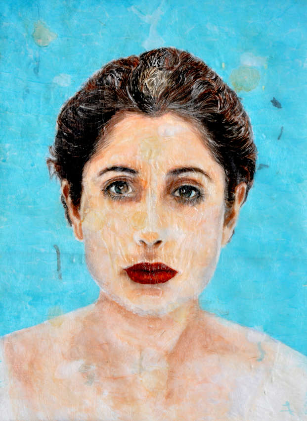 Bernard Rousseau, Portrait double, 2015-2017, diptyque, acrylique sur toile, 90 x 140 cm.